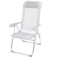 Camping En Plein Air 38 AKTIVE - Chaise Pliante Haute Avec Dossier Haut Réglable 5 Positions, Gris