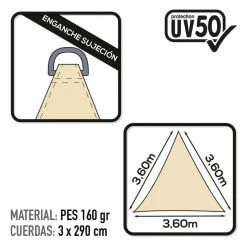 Aktive Garden Uv50 Store Triangulaire Couleur Crème -Camping En Plein Air aktive garden uv50 store triangulaire couleur creme 2