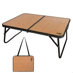Camping En Plein Air 40 AKTIVE - Table De Camping Pliante Effet Bambou, 60x40x25 Cm