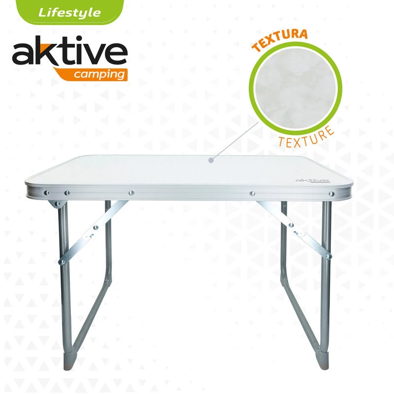 AKTIVE - Table Pliante . Table Basse Blanche En Aluminium - 40x60x40 Cm 3 AKTIVE - Table Pliante . Table Basse Blanche En Aluminium - 40x60x40 Cm – Image 3