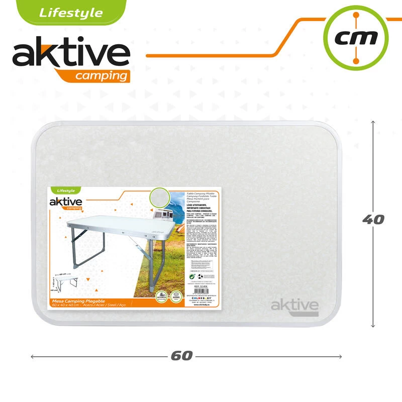 AKTIVE - Table Pliante . Table Basse Blanche En Aluminium - 40x60x40 Cm 5 AKTIVE - Table Pliante . Table Basse Blanche En Aluminium - 40x60x40 Cm – Image 5