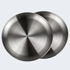 Assiette Plate De Camping | Diamètre Env. 23 Cm | Acier Inox | 2 Assiettes -Camping En Plein Air assiette plate de camping diametre env 23 cm acier inox 2 assiettes 3