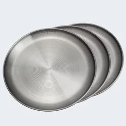Assiette Plate De Camping | Diamètre Env. 23 Cm | Acier Inox | 3 Assiettes -Camping En Plein Air assiette plate de camping diametre env 23 cm acier inox 3 assiettes 2