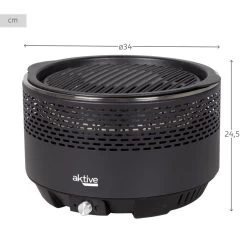 Barbecue Rond Noir Sans Fumée 2 En 1 Ø34 Cm Aktive -Camping En Plein Air barbecue rond noir sans fumee 2 en 1 o34 cm aktive 3