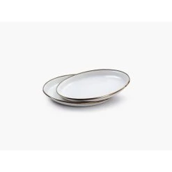 Barebones Assiettes Et Plateaux En émail - 2 Pièces - Coquille D'Oeuf -Camping En Plein Air barebones assiettes et plateaux en email 2 pieces coquille doeuf 1