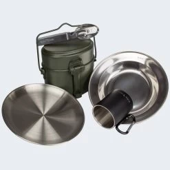 Batterie De Cuisine De Camping, Assiette Plate & Creuse, Couverts Et Tasse Set -Camping En Plein Air batterie de cuisine de camping assiette plate and creuse couverts et tasse set 2
