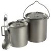 Batterie De Cuisine De Camping Set | Casseroles + Fourchette/Cuillère | Titane