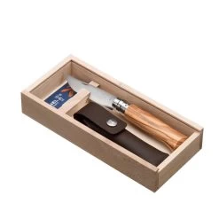 Coffret Couteau Opinel Randonnée Numéro 8 En Bois D'olivier, Avec Son étui Cuir -Camping En Plein Air coffret couteau opinel randonnee numero 8 en bois dolivier avec son etui cuir 2