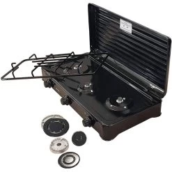 MPM Cuisinière à Gaz Portable Pour Le Camping Avec 3 Feux Couvercle Smile -Camping En Plein Air cuisiniere a gaz portable pour le camping avec 3 feux couvercle smile 6