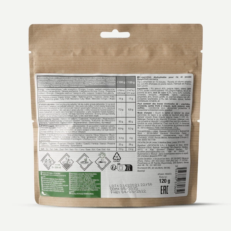 Repas Déshydraté Sans Gluten - Riz Et Poulet Au Curry - 120g 3 Repas Déshydraté Sans Gluten - Riz Et Poulet Au Curry - 120g – Image 3