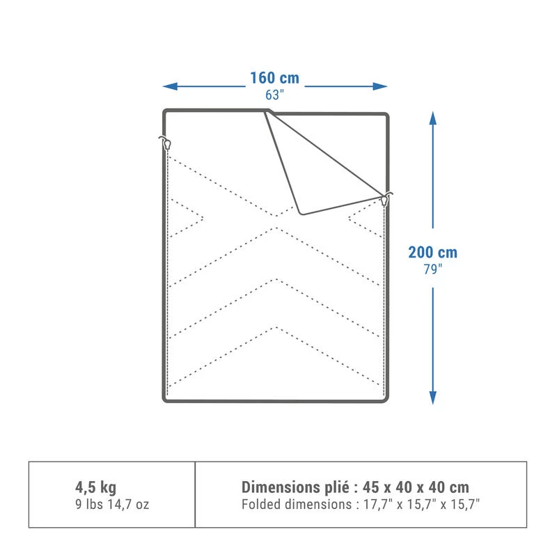 Quechua SAC DE COUCHAGE POUR LE CAMPING - ARPENAZ 10° COTON DOUBLE - 2 PERSONNES 2 Quechua SAC DE COUCHAGE POUR LE CAMPING - ARPENAZ 10° COTON DOUBLE - 2 PERSONNES – Image 2