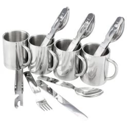 Set De Couverts De Camping & Tasse Thermique Inox | 4 Personnes