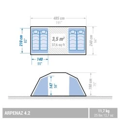 Quechua Tente à Arceaux De Camping - Arpenaz 4.2 - 4 Personnes - 2 Chambres -Camping En Plein Air tente a arceaux de camping arpenaz 42 4 personnes 2 chambres 2