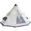 Tente De Camping Tipii - 6 Personnes - Hauteur 2,50m - Moustiquaire - Beige/Gris